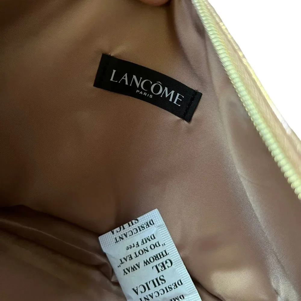 Lancome Sparkly Pink Cosmetic Makeup Brush Bag Clutch‎ Zipper Glitter
